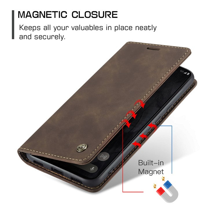 CASEME 013 Series For Google Pixel 8 Pro Case PU Leather Wallet Folio Flip Phone Cover - Coffee