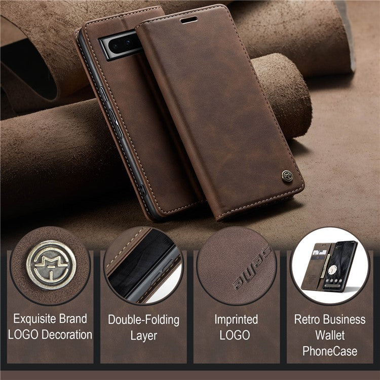CASEME 013 Series For Google Pixel 8 Pro Case PU Leather Wallet Folio Flip Phone Cover - Coffee