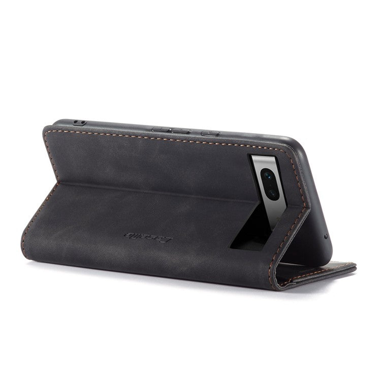CASEME 013 Series For Google Pixel 7a Case Card Holder Stand Leather Phone Cover - Black