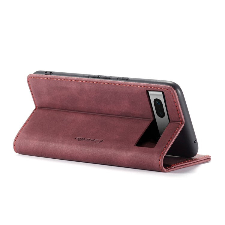 CASEME 013 Series For Google Pixel 7a Case Card Holder Stand Leather Phone Cover - Red