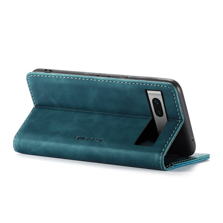 CASEME 013 Series For Google Pixel 7a Case Card Holder Stand Leather Phone Cover - Blue