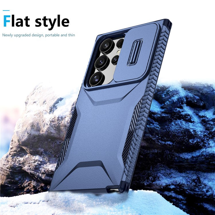 For Samsung Galaxy S24 Ultra Case Camshield TPU+PC Protective Phone Cover - Blue