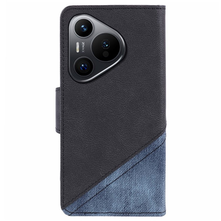 For Huawei Pura 70 Case PU Leather Phone Cover Stand Shockproof TPU Inner - Black