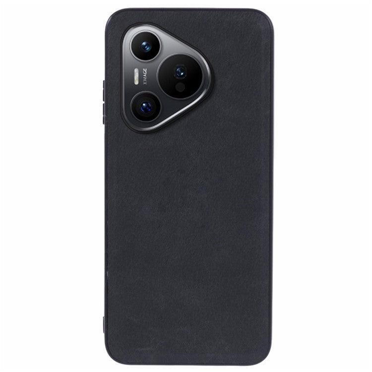 For Huawei Pura 70 Case Retro Texture PU Leather Coated PC+TPU Hybrid Phone Cover - Black