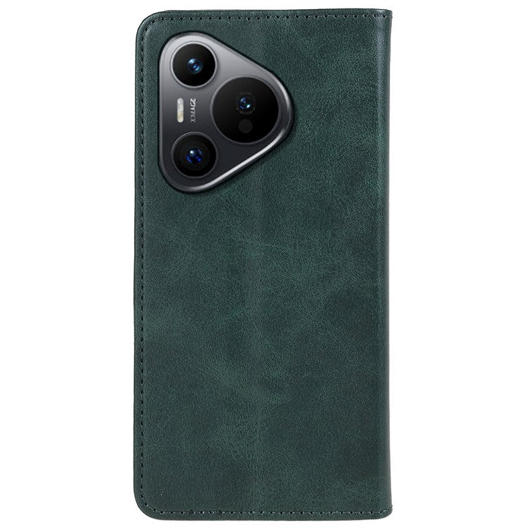 For Huawei Pura 70 Case Magnetic Closing Flip PU Leather Phone Cover - Green