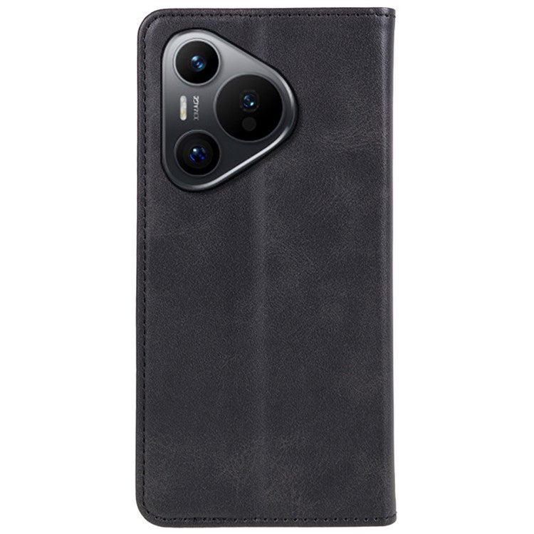 For Huawei Pura 70 Case Magnetic Closing Flip PU Leather Phone Cover - Black
