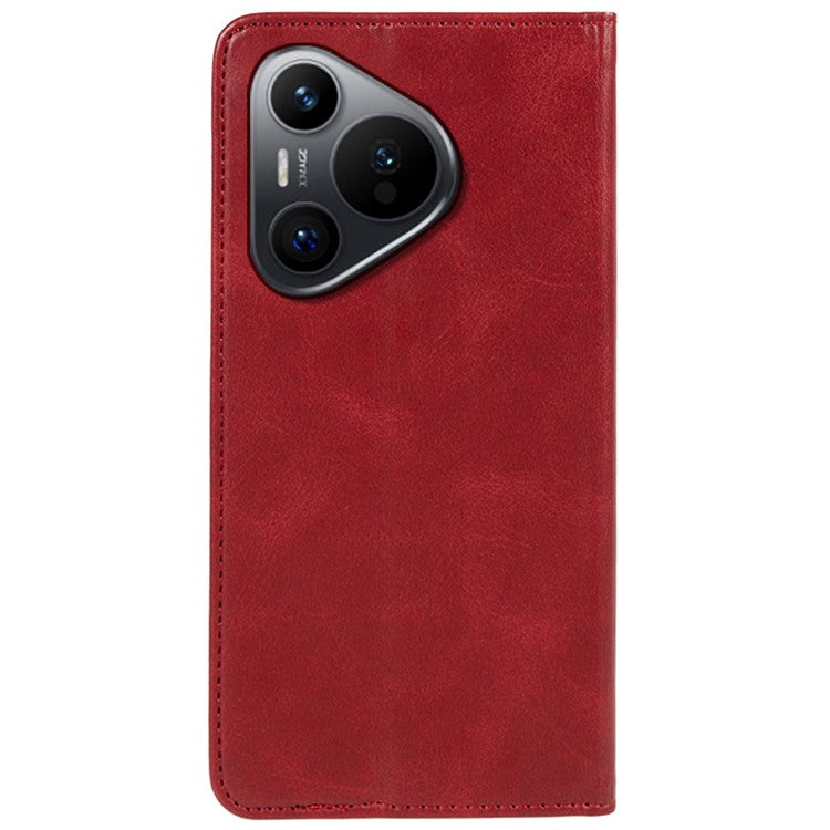 For Huawei Pura 70 Case Magnetic Closing Flip PU Leather Phone Cover - Red