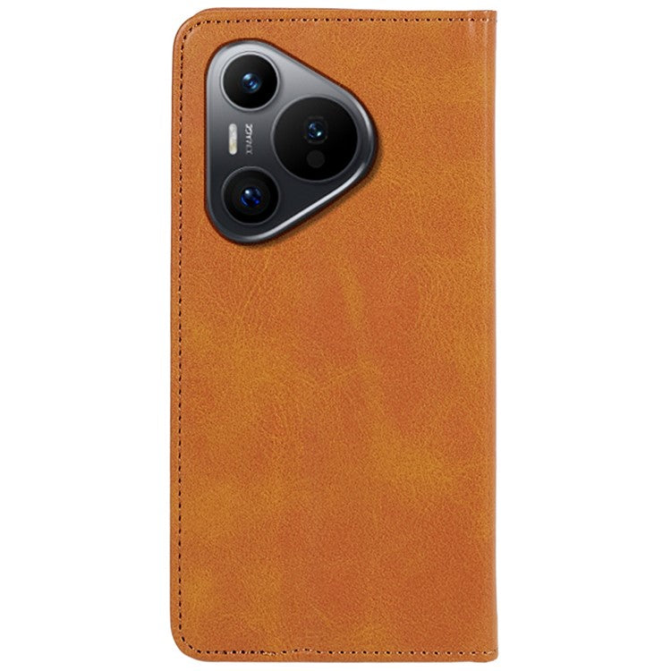 For Huawei Pura 70 Case Magnetic Closing Flip PU Leather Phone Cover - Khaki
