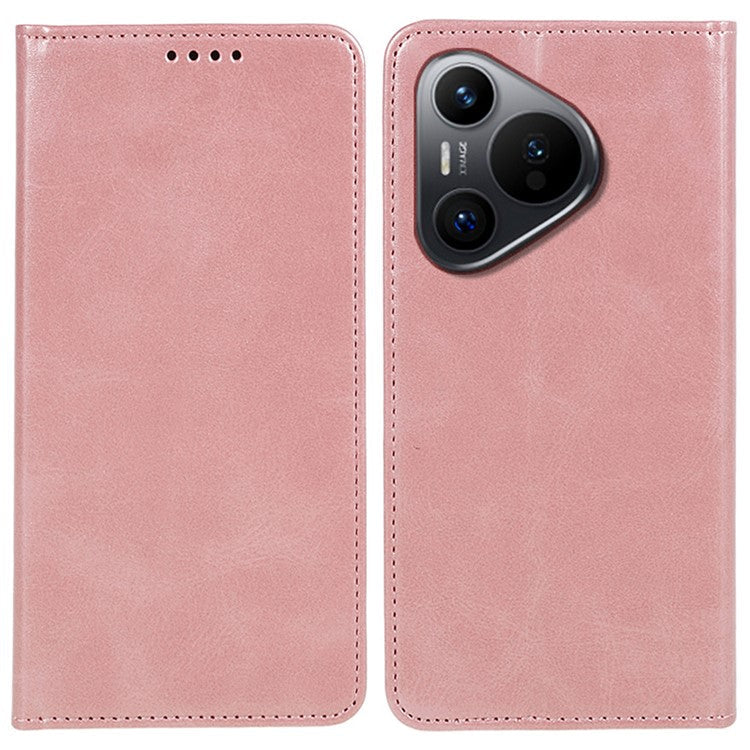For Huawei Pura 70 Case Magnetic Closing Flip PU Leather Phone Cover - Rose Gold