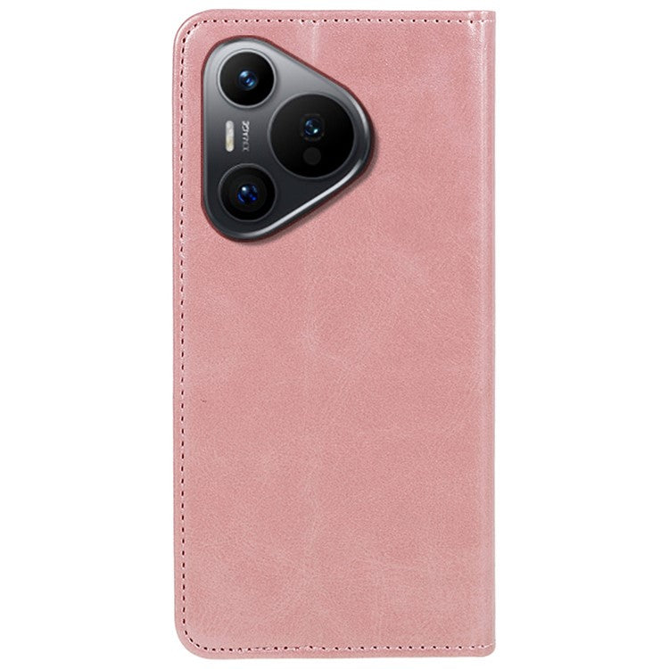 For Huawei Pura 70 Case Magnetic Closing Flip PU Leather Phone Cover - Rose Gold