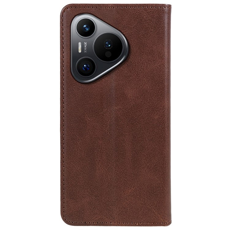 For Huawei Pura 70 Case Magnetic Closing Flip PU Leather Phone Cover - Brown