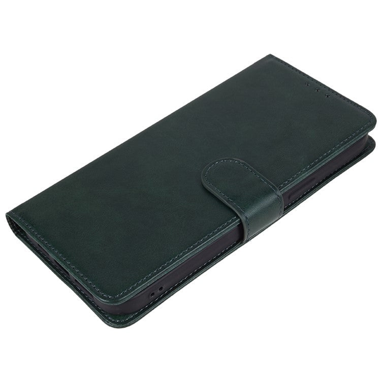 For Huawei Pura 70 Stand Case Calf Texture Leather Phone Cover with Wallet - Green