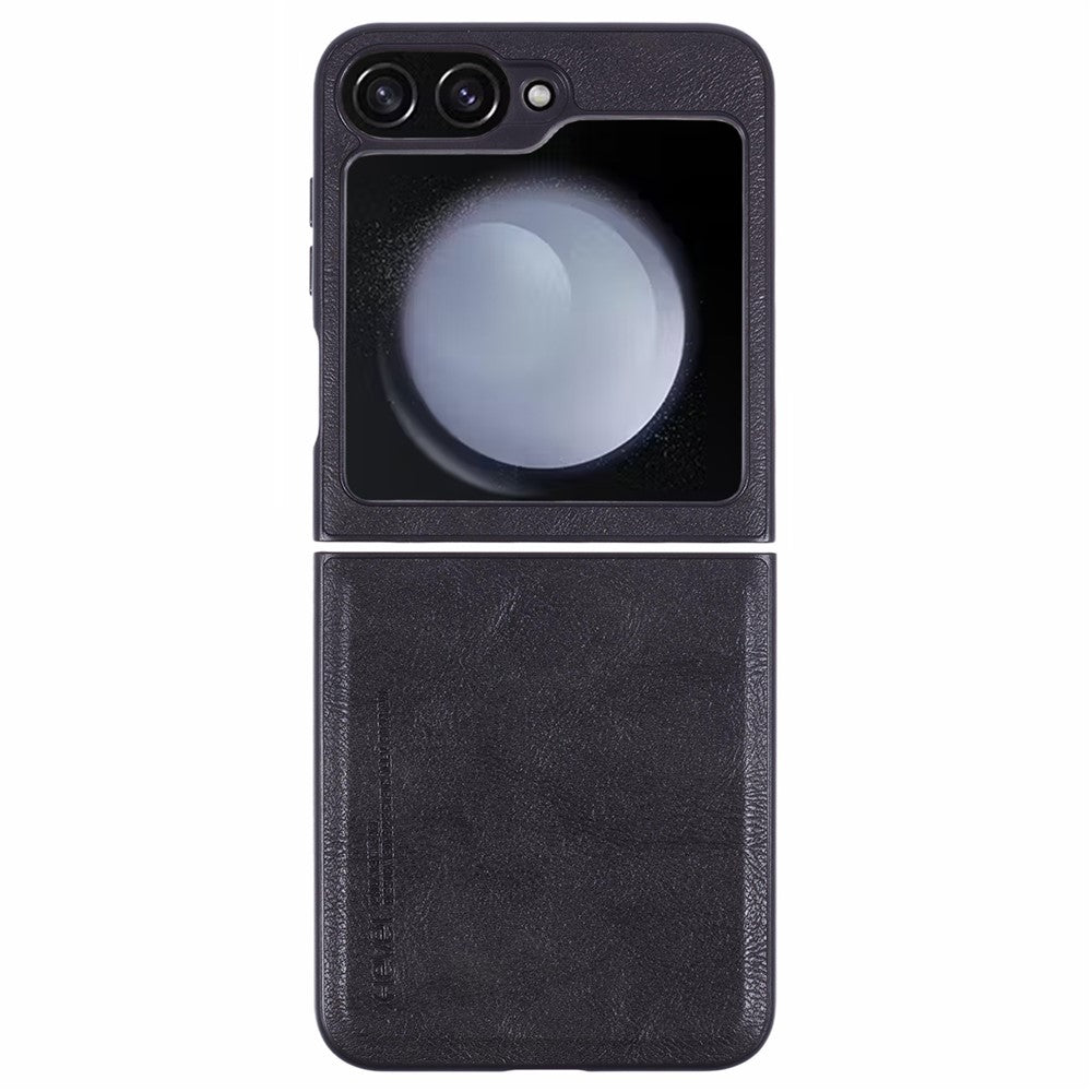 X-LEVEL Bojue-3 Series For Samsung Galaxy Z Flip7 FE 5G / Z Flip6 5G Case Leather+TPU+PC Anti-fall Cell Phone Cover - Black
