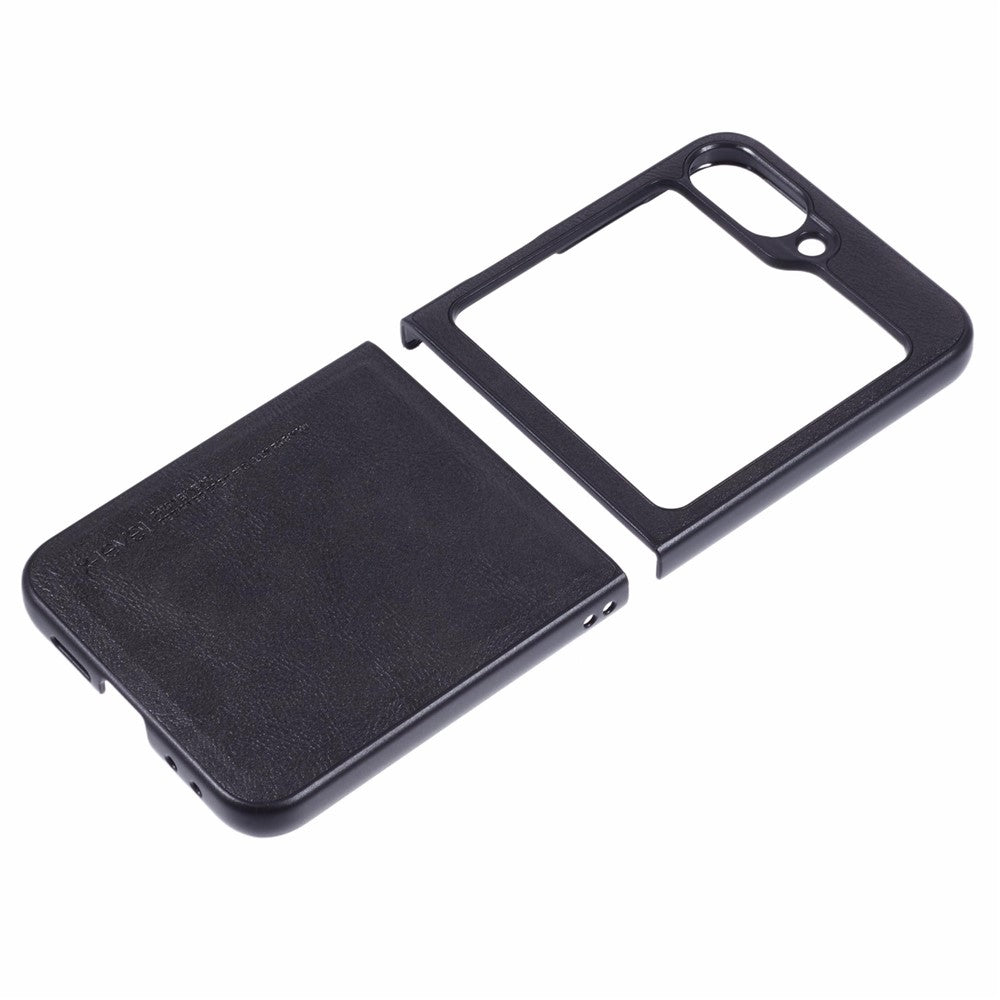 X-LEVEL Bojue-3 Series For Samsung Galaxy Z Flip7 FE 5G / Z Flip6 5G Case Leather+TPU+PC Anti-fall Cell Phone Cover - Black