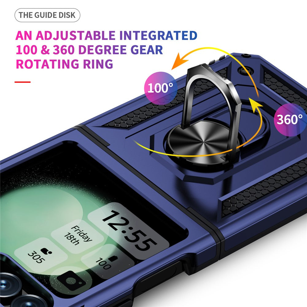 For Samsung Galaxy Z Flip7 FE 5G / Z Flip6 5G Case TPU+PC Phone Cover with Ring Kickstand Drop Protection - Blue