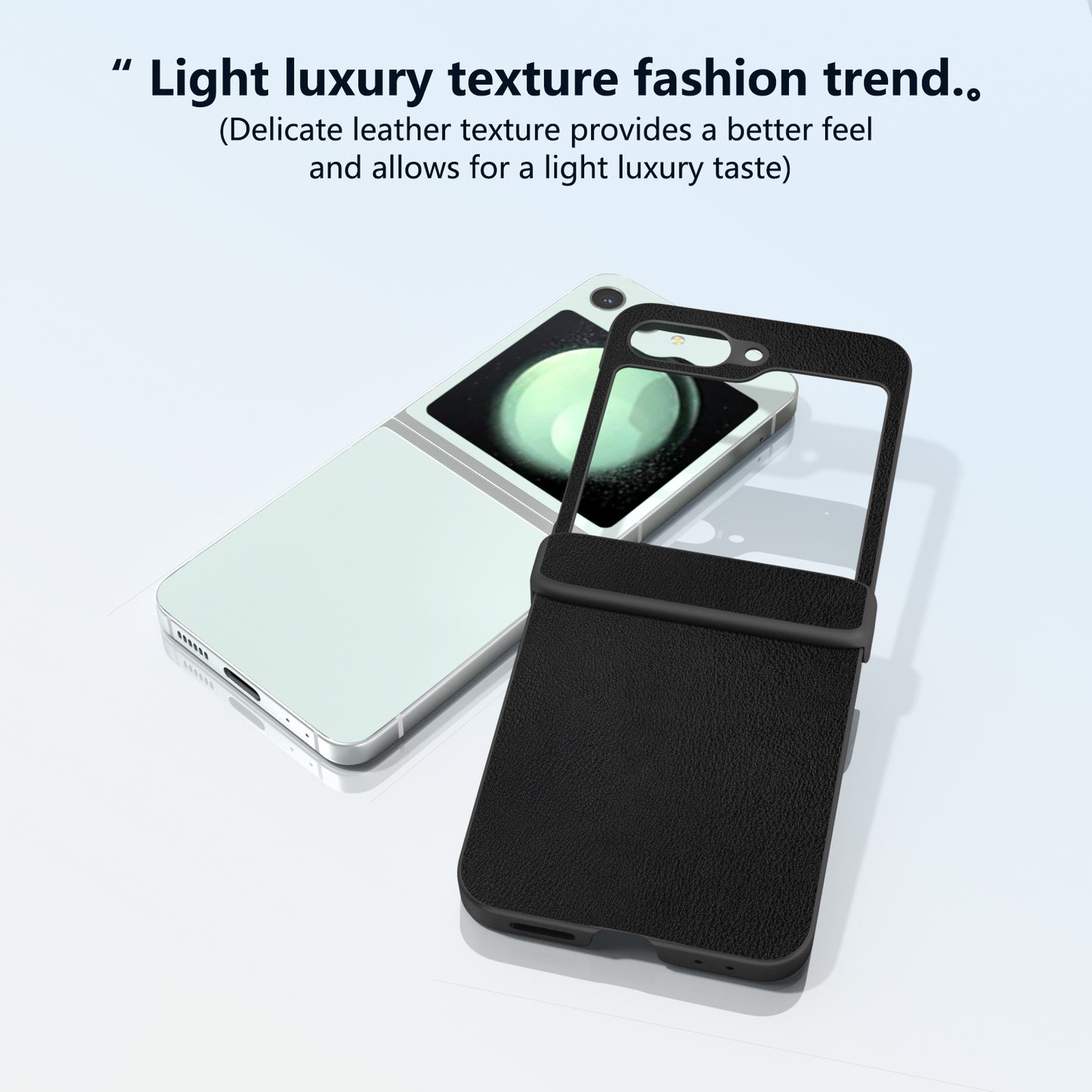 For Samsung Galaxy Z Flip6 5G Case 3-in-1 PU Leather Coated PC Phone Cover with Hinge - Black