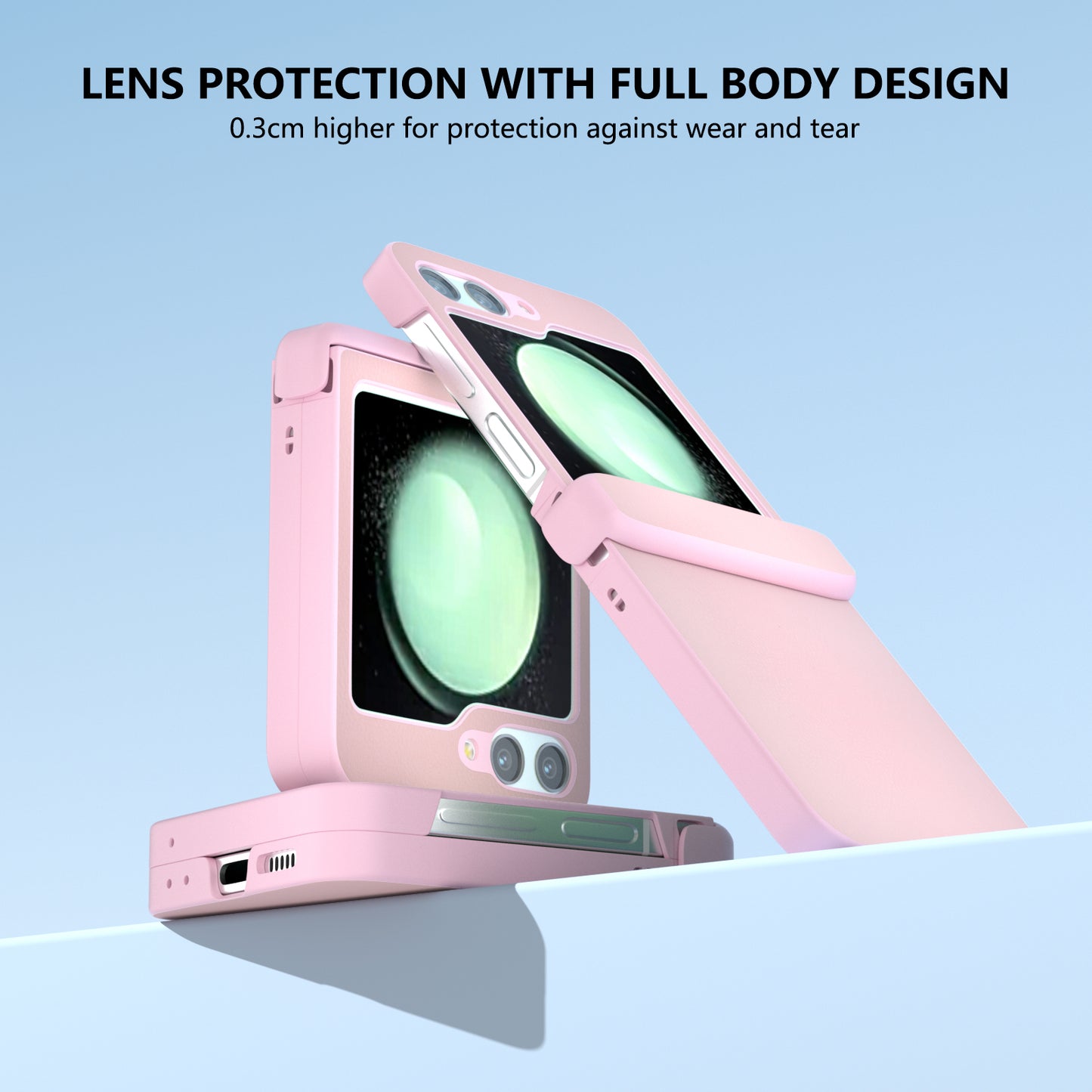 For Samsung Galaxy Z Flip6 5G Case 3-in-1 PU Leather Coated PC Phone Cover with Hinge - Pink