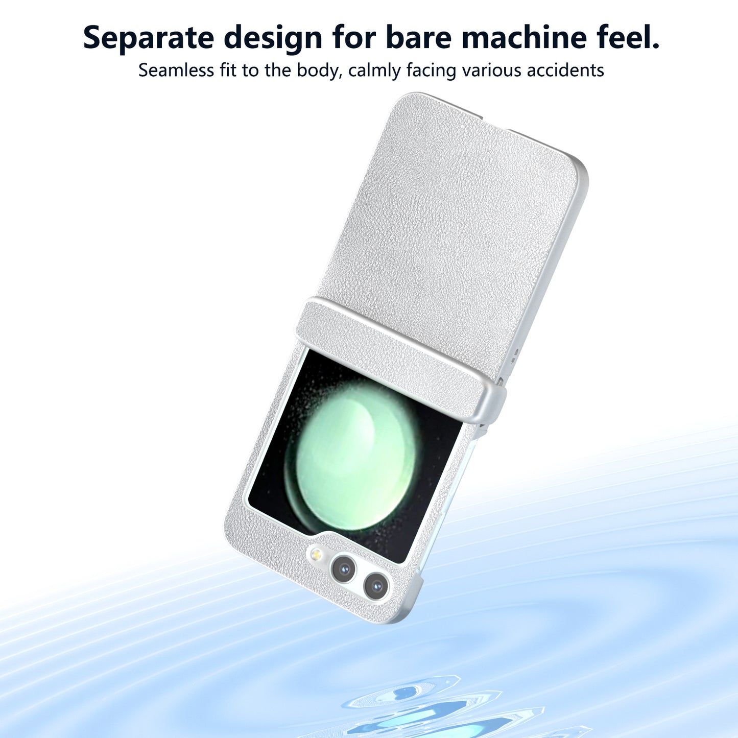 For Samsung Galaxy Z Flip6 5G Case 3-in-1 PU Leather Coated PC Phone Cover with Hinge - Silver