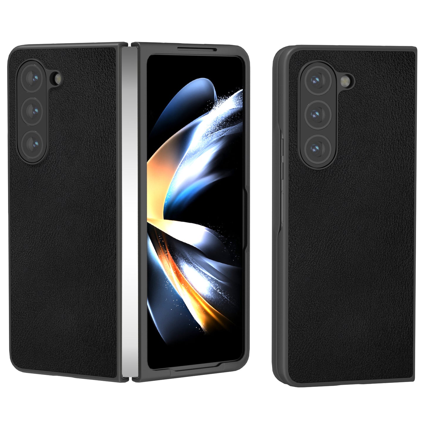For Samsung Galaxy Z Fold6 5G Case Cell Accessories Leather + PC Phone Cover - Black