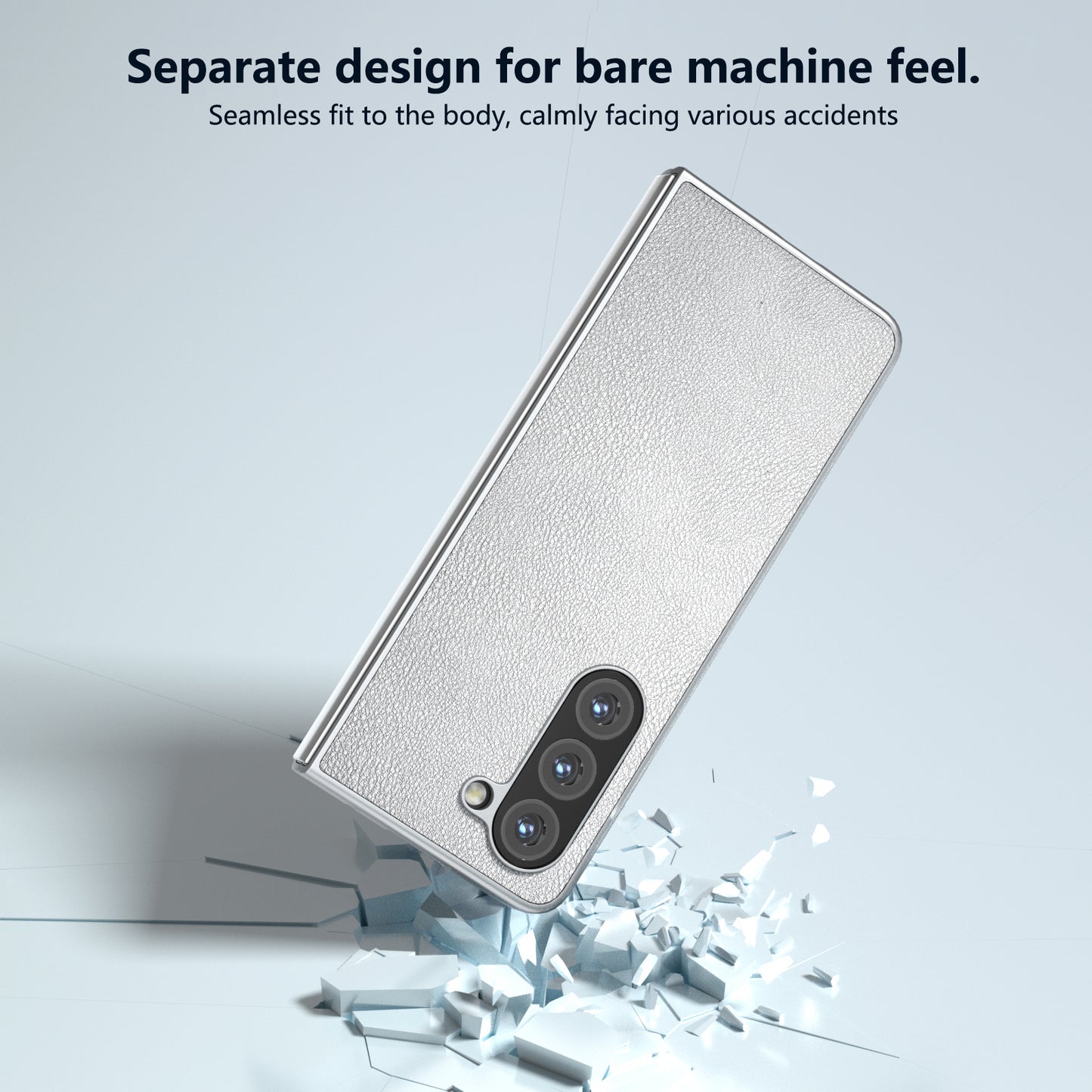 For Samsung Galaxy Z Fold6 5G Case Cell Accessories Leather + PC Phone Cover - Silver