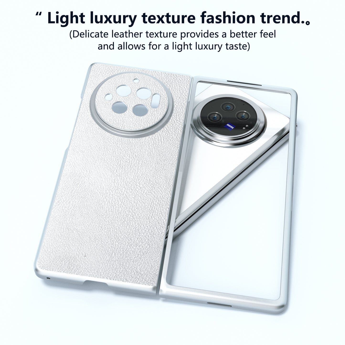 For vivo X Fold3 Case PU Leather Coated Hard PC Folding Phone Cover - Silver