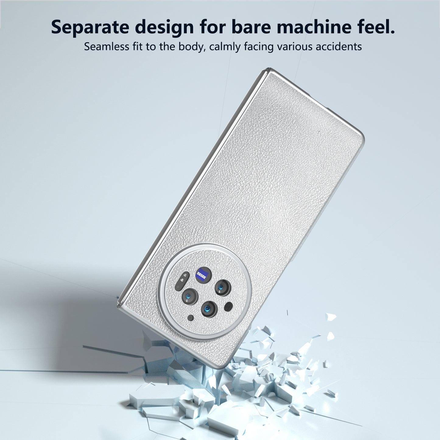 For vivo X Fold3 Case PU Leather Coated Hard PC Folding Phone Cover - Silver