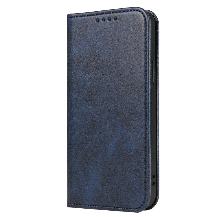 For iPhone 16 Pro Case Leather Phone Cover Strong Magnetic Card Holder - Blue