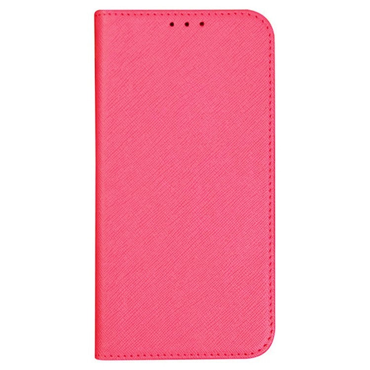 For iPhone 16 Pro Case Cross Texture PU Leather Phone Cover Magnetic Closure - Pink