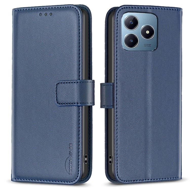 BINFEN COLOR BF17 For Realme C63 4G / C61 4G Leather Case Wallet Stand Phone Cover - Blue