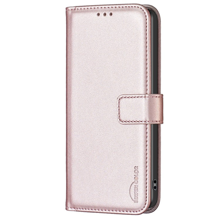 BINFEN COLOR BF17 For Realme C63 4G / C61 4G Leather Case Wallet Stand Phone Cover - Rose Gold