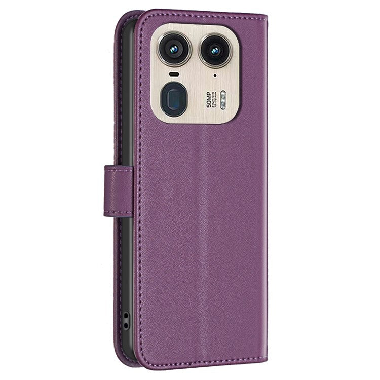 BINFEN COLOR BF17 For Motorola Edge 50 Ultra 5G / Moto X50 Ultra 5G Case Full Protection Leather Phone Cover - Dark Purple