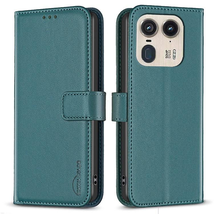 BINFEN COLOR BF17 For Motorola Edge 50 Ultra 5G / Moto X50 Ultra 5G Case Full Protection Leather Phone Cover - Green