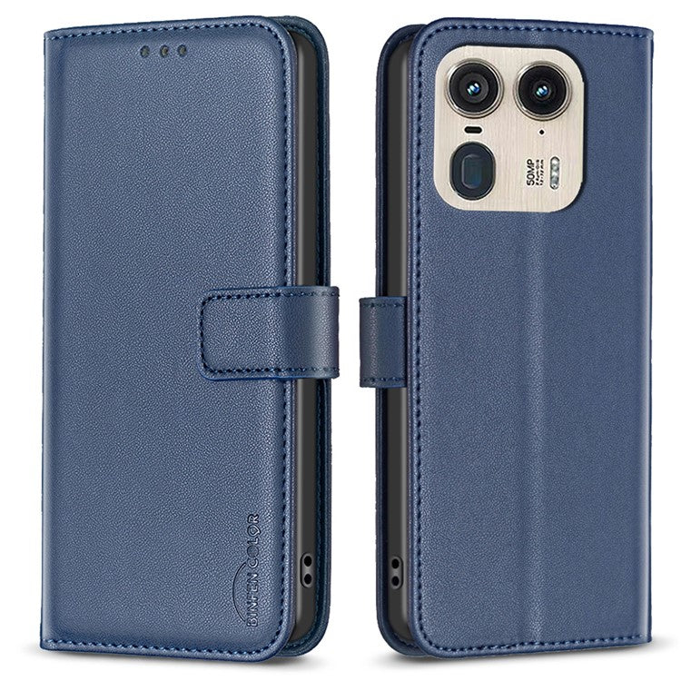 BINFEN COLOR BF17 For Motorola Edge 50 Ultra 5G / Moto X50 Ultra 5G Case Full Protection Leather Phone Cover - Blue