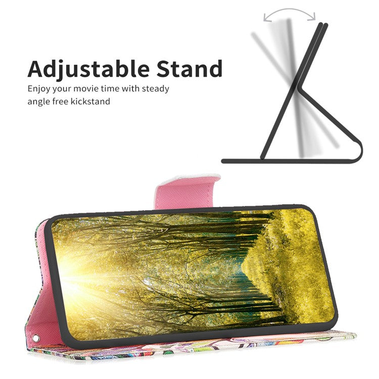 For Realme C61 4G / C63 4G Case Pattern PU Leather Phone Cover Card Slots Folding Stand - Life Tree