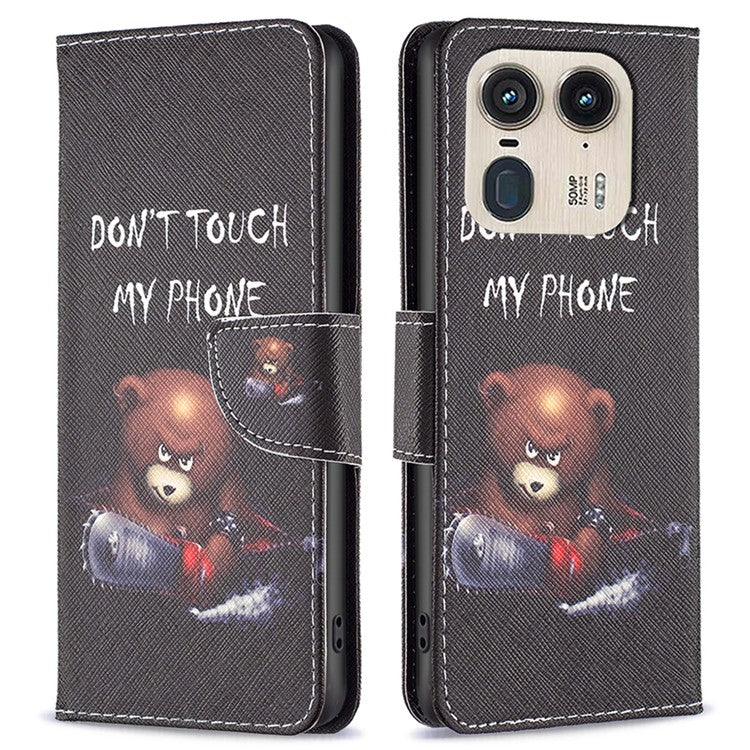 For Motorola Edge 50 Ultra 5G / Moto X50 Ultra 5G Case Leather Phone Cover Pattern Printing - Bear