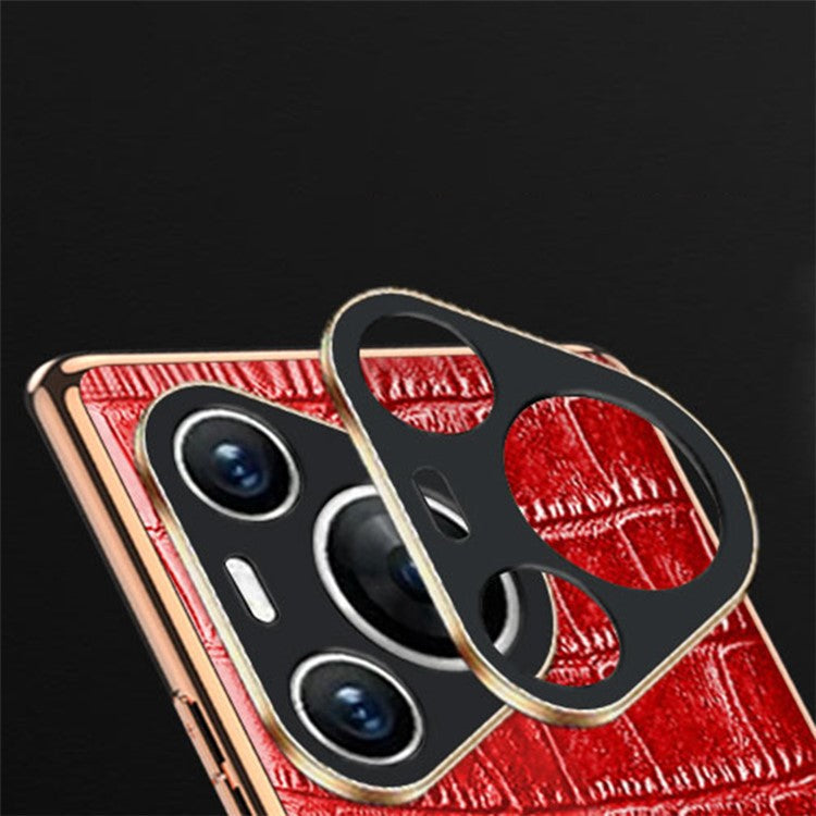 For Huawei Pura 70 Case Crocodile Texture Genuine Cow Leather+TPU Phone Cover - Red