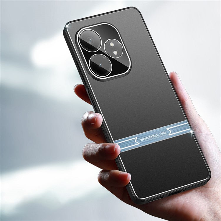 For Realme GT Neo6 5G / Neo6 SE 5G / 6T 5G Cell Phone Case Metal+PC+TPU Matte Back Cover - Black+Brushed Black