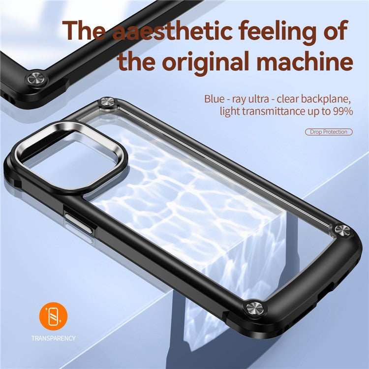 For iPhone 16 Pro Case PC + TPU Shockproof Anti-Scratch Phone Cover - Black