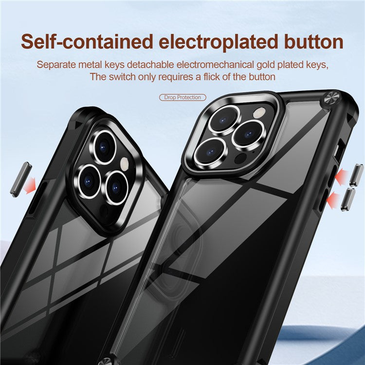 For iPhone 16 Pro Case PC + TPU Shockproof Anti-Scratch Phone Cover - Black