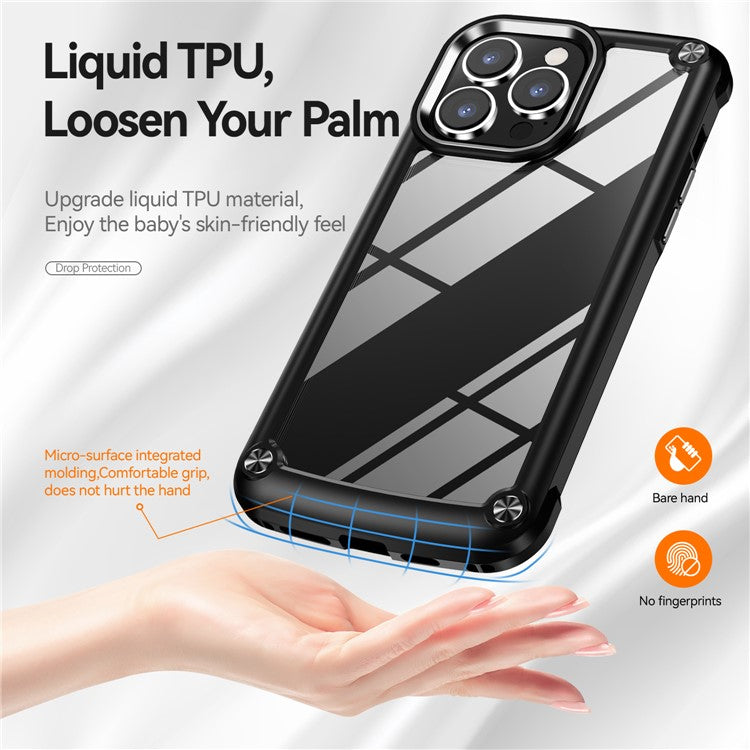For iPhone 16 Pro Case PC + TPU Shockproof Anti-Scratch Phone Cover - Black