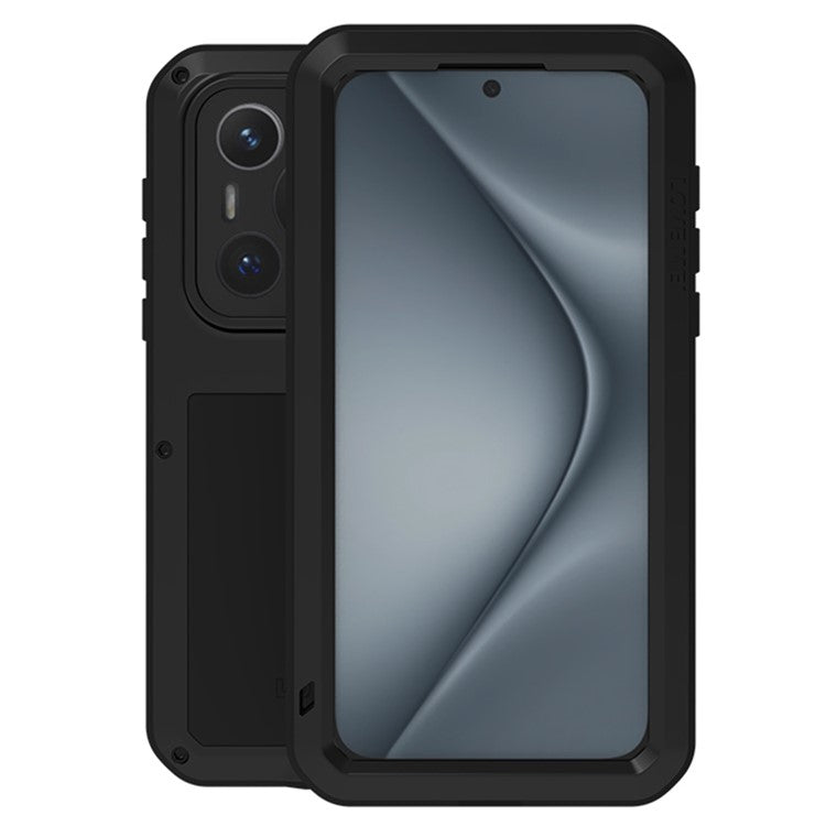 LOVE MEI For Huawei Pura 70 Case Tempered Glass Screen Protector Metal+Silicone Phone Cover - Black