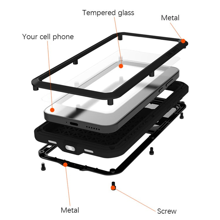 LOVE MEI For Huawei Pura 70 Case Tempered Glass Screen Protector Metal+Silicone Phone Cover - Silver