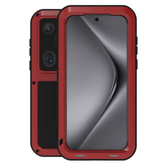 LOVE MEI For Huawei Pura 70 Ultra Case Metal+Silicone Anti-Drop Phone Cover - Red