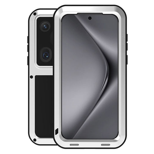 LOVE MEI For Huawei Pura 70 Ultra Case Metal+Silicone Anti-Drop Phone Cover - Silver