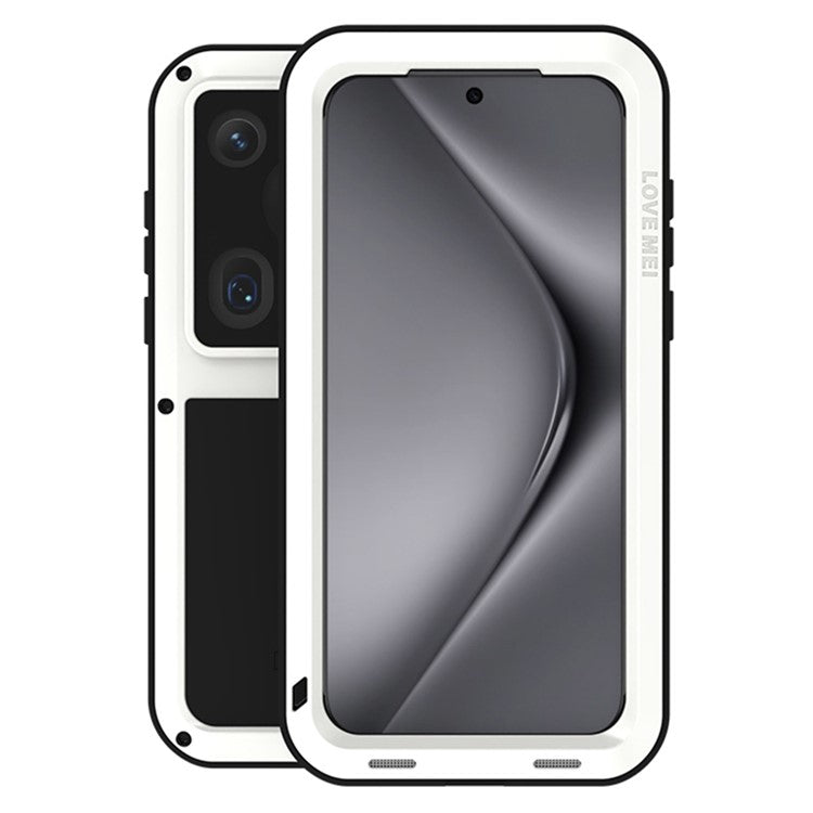 LOVE MEI For Huawei Pura 70 Ultra Case Metal+Silicone Anti-Drop Phone Cover - White