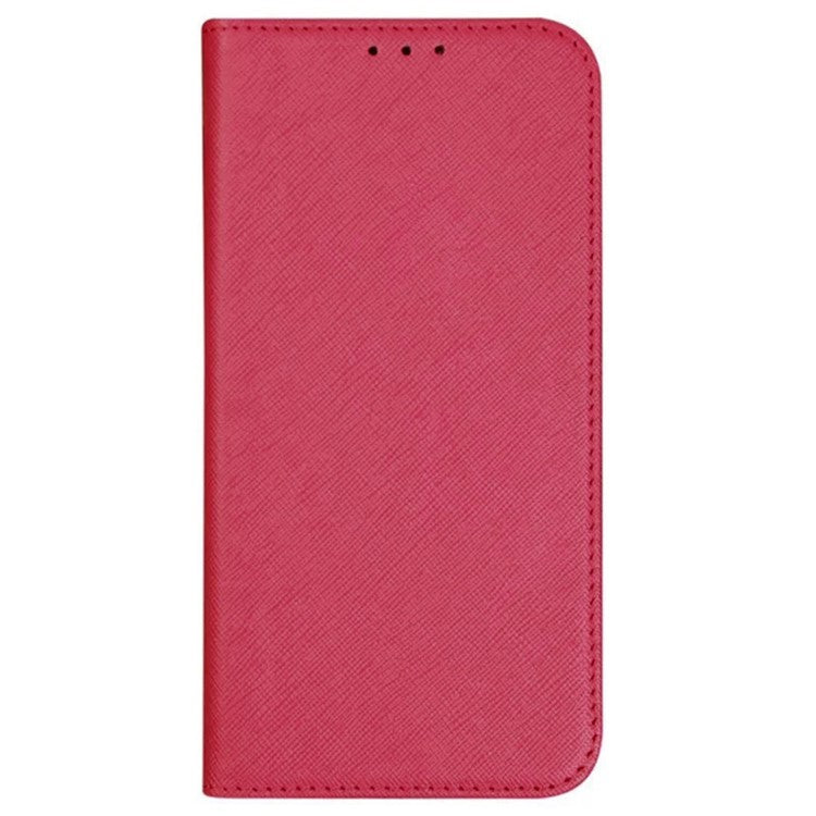 For iPhone 16e Case Wallet PU Leather Phone Cover Cross Texture Magnetic Absorption - Pink