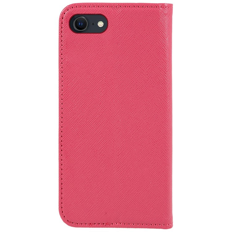 For iPhone 16e Case Wallet PU Leather Phone Cover Cross Texture Magnetic Absorption - Pink