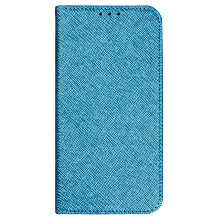 For iPhone 16e Case Wallet PU Leather Phone Cover Cross Texture Magnetic Absorption - Sky Blue