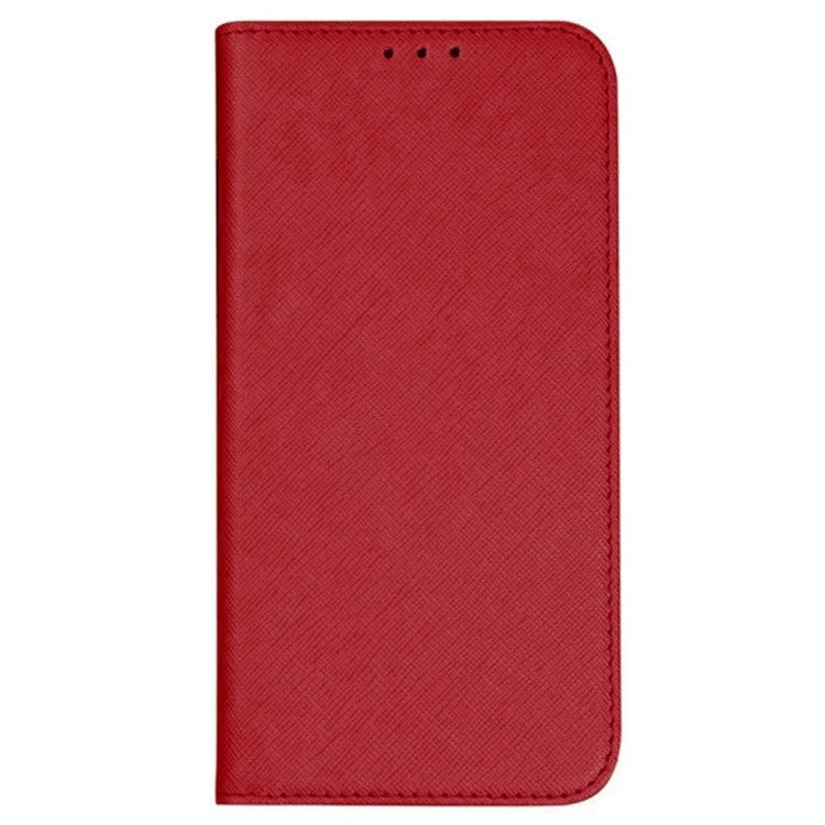 For iPhone SE (2025) Case Wallet PU Leather Phone Cover Cross Texture Magnetic Absorption - Red