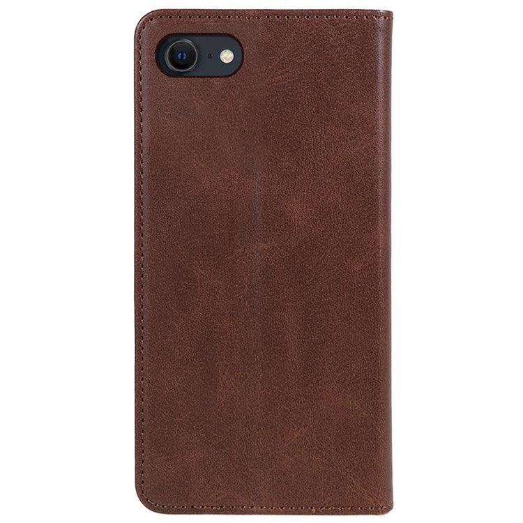For iPhone SE (2025) Case Magnetic Auto Closing Leather Phone Wallet Cover - Brown